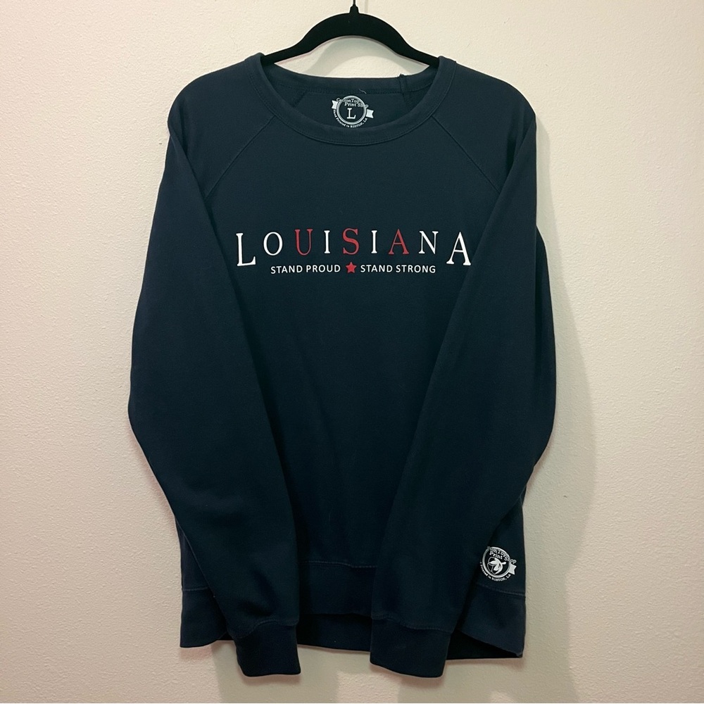 💚 BOGO FREE 💚 Women's Large Louisiana Proud Navy Blue Crew Pullover